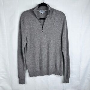 Qi New York 100% cashmere 1/4 quarter zip sweater winter fall layering work